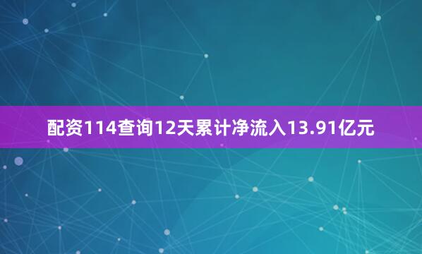 配资114查询12天累计净流入13.91亿元
